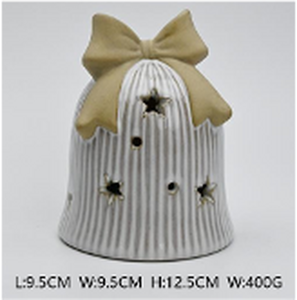 LED Ceramic Christmas Bell with Bow