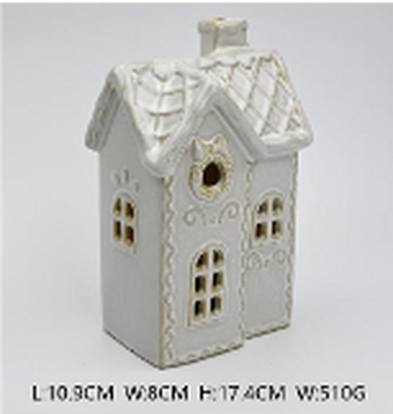 Reference image of decorated Christmas townhouse with printed measurements