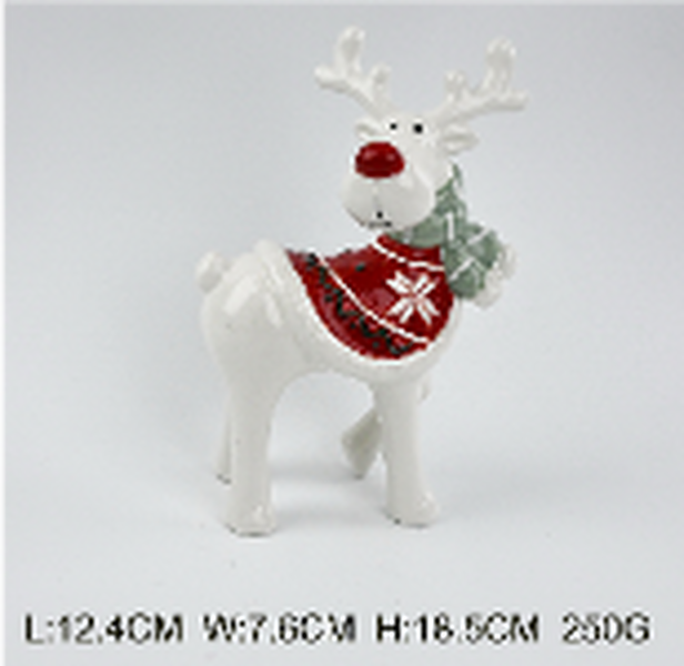 Ceramic Reindeer with Christmas Sweater and Scarf Medium