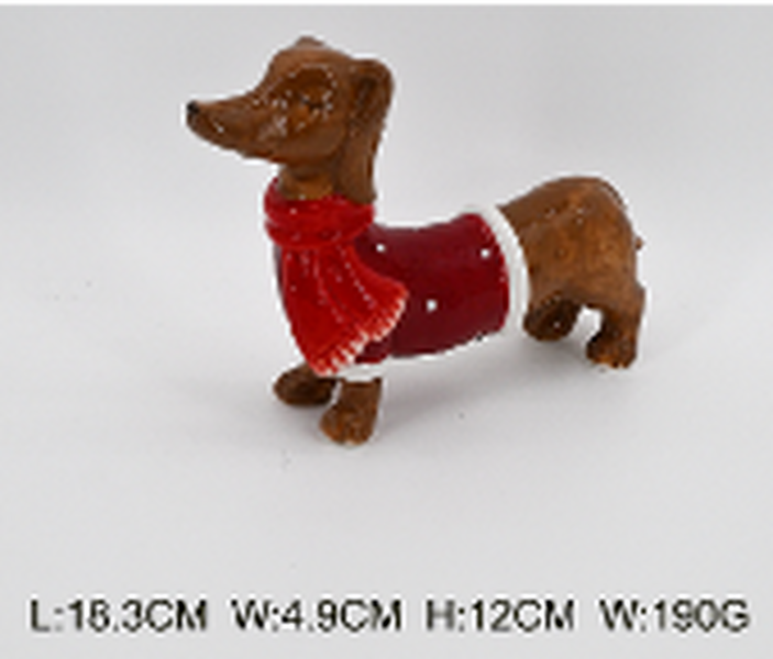 Ceramic Sausage Dog with Christmas Sweater and Scarf Large