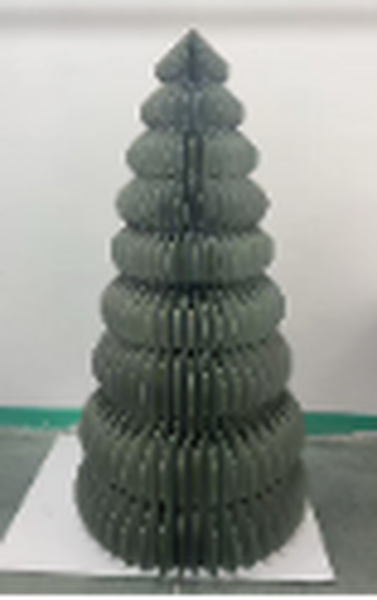 Large Paper Christmas Tree in Sage Green with Gold Edge