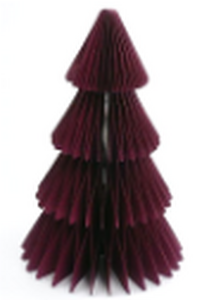 Set of 3 Claret Red Paper Christmas Trees 20cm