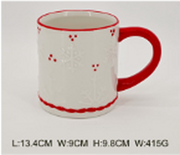 Snowflake Red Detailed Mug