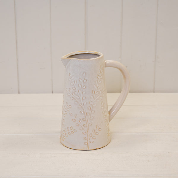 Large Ceramic Natural Jug with Olive Branch Design