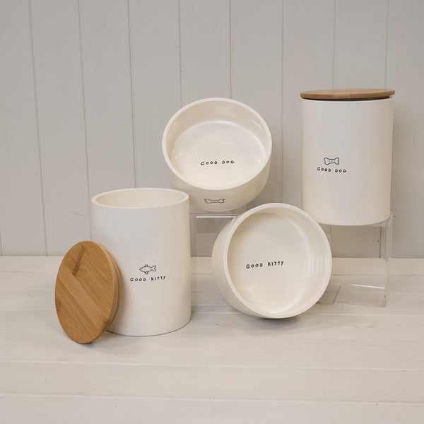 Ceramic Pet Bowl with Fish Design.