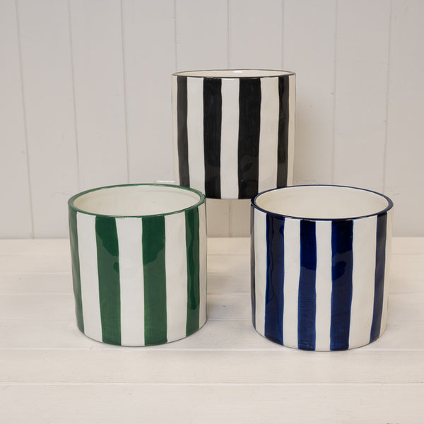 Deep Blue and White Ceramic Round Pot