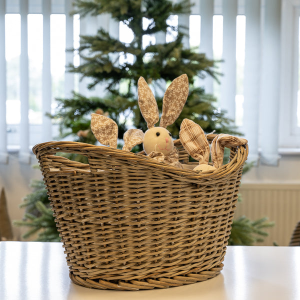 Oval Log Basket with Ears