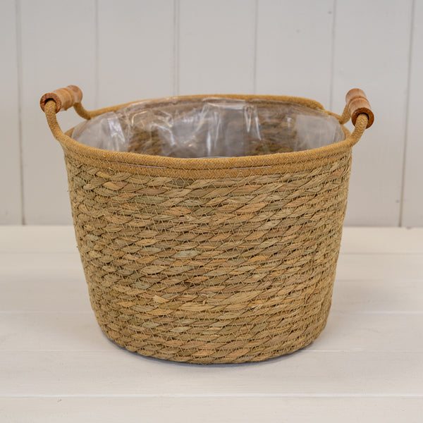 Set of 3 Natural Rope &amp; Grass Storage Basket L: M: S: