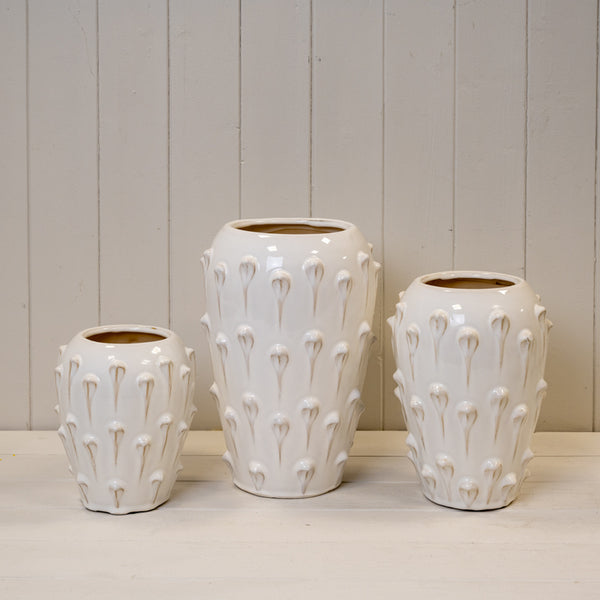 Medium Cream Ceramic Bobble Vase