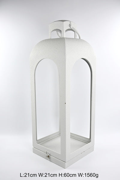 Off White Metal Open Faced Lantern Large