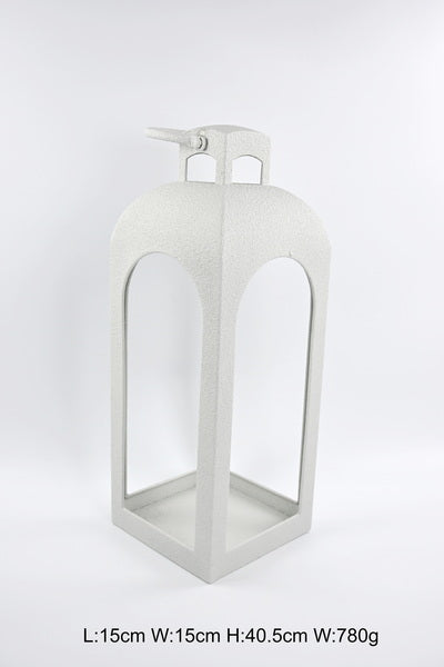 Off White Metal Open Faced Lantern Small
