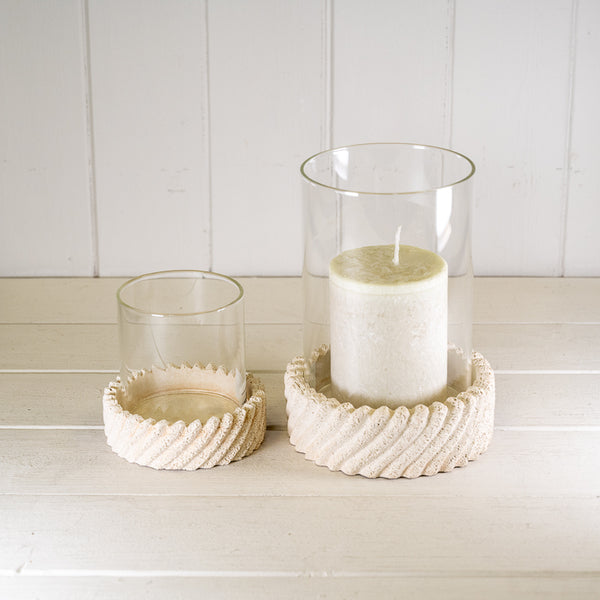 Tall Sandy Textured Hurricane Glass Candle Holder