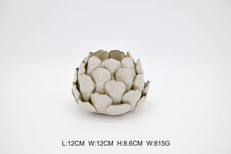Natural Stoneglazed Artichoke Candle Holder