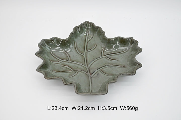 Dark Green Leaf-Shaped Plate