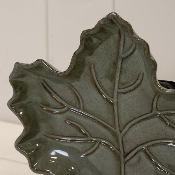 Dark Green Leaf-Shaped Plate