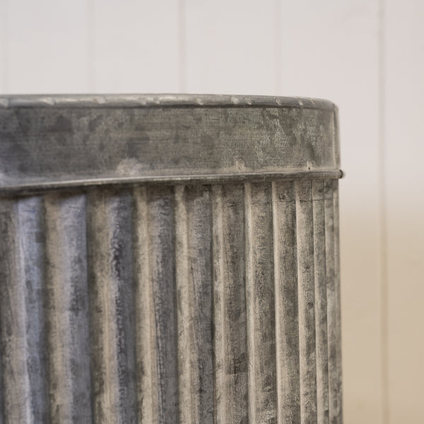 Set of 3 Ribbed Oval Galvanised Zinc Troughs TD59 x 32 cm