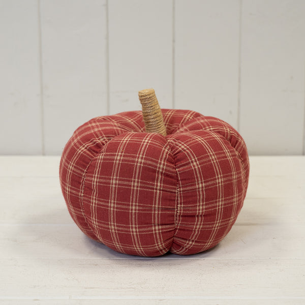 Deep Rose Checked Fabric Pumpkin
