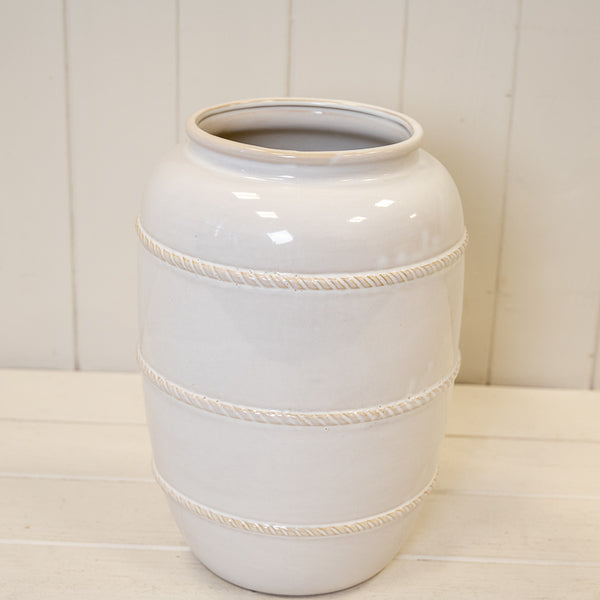 Natural Rustic Ceramic Vase with Rope Detail Large