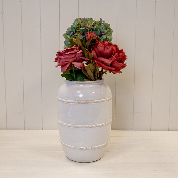 Natural Rustic Ceramic Vase with Rope Detail Large