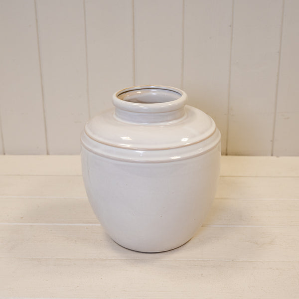Natural Rustic Ceramic Vase with Double Line Detail Large