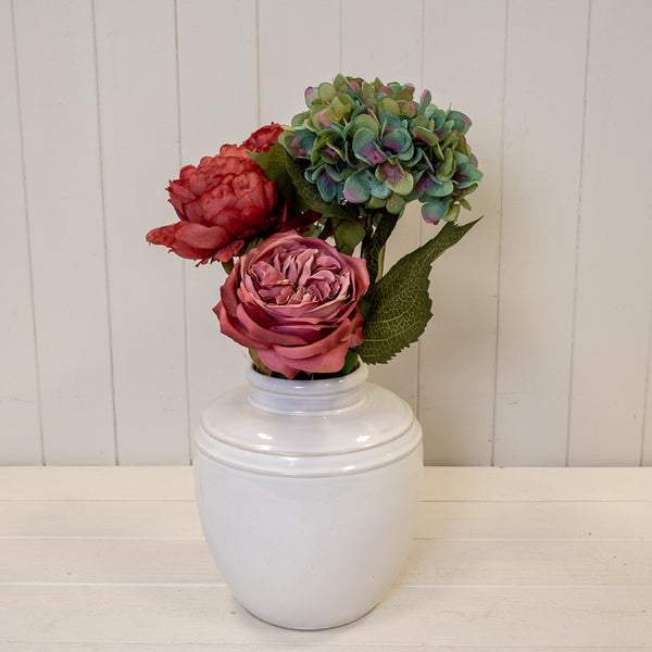 Natural Rustic Ceramic Vase with Double Line Detail Large