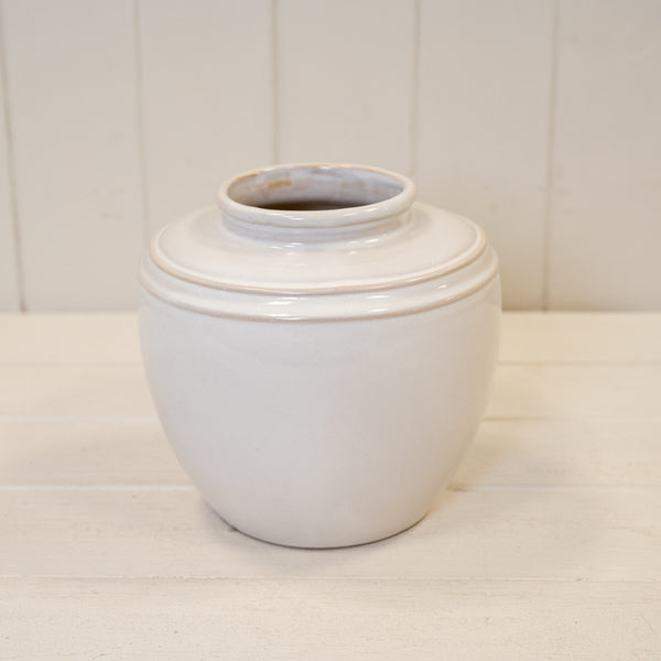 Natural Rustic Ceramic Vase with Double Line Detail Small