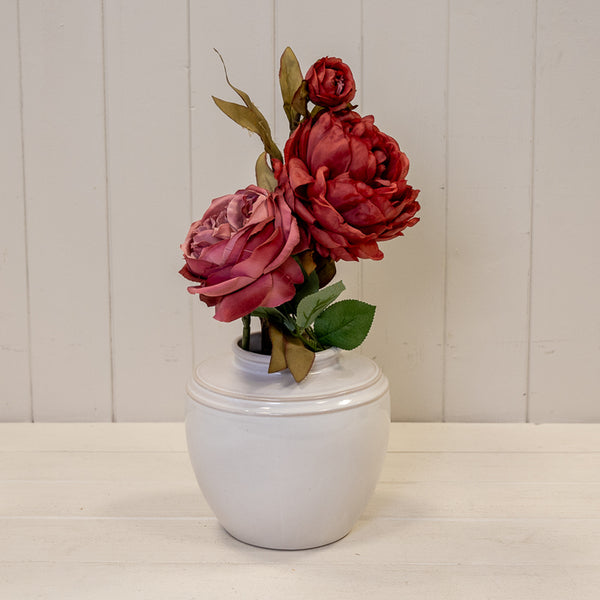 Natural Rustic Ceramic Vase with Double Line Detail Small