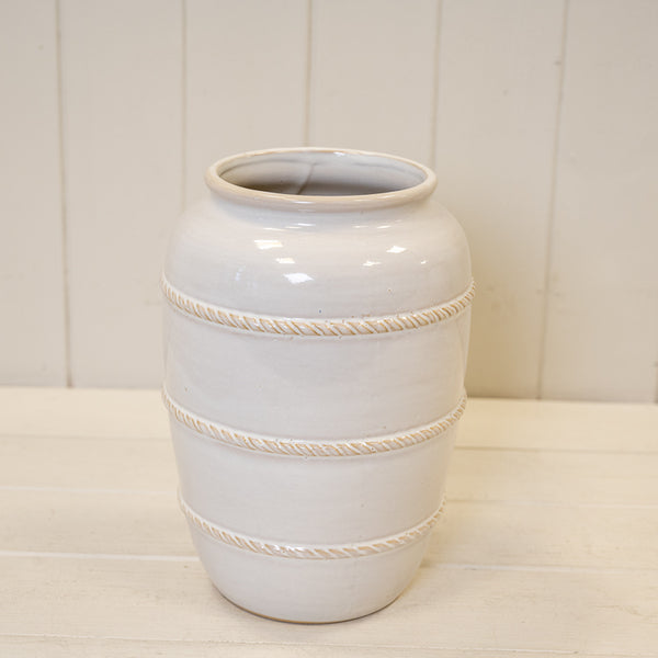 Natural Rustic Ceramic Vase with Rope Detail Small