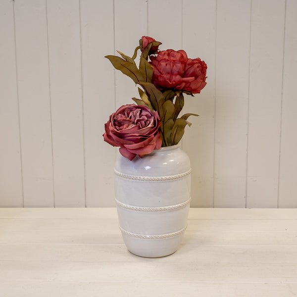 Natural Rustic Ceramic Vase with Rope Detail Small
