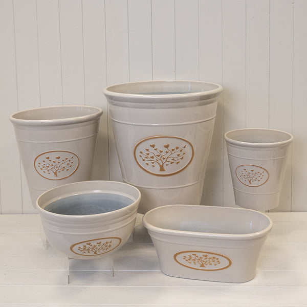 Cream Round Love Heart Tree Recycled Plastic Planter 13LTR