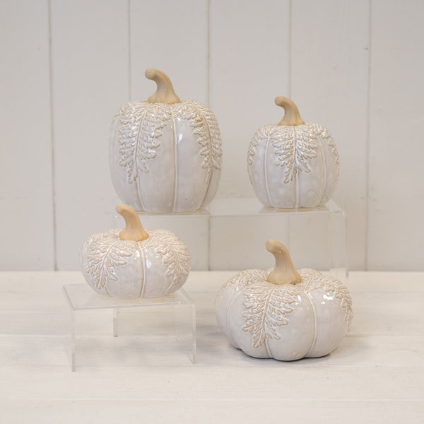 Large Natural Glazed Pumpkin with Oversized Leaves