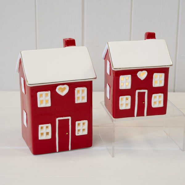 Short Red Ceramic LED Ceramic Heart House