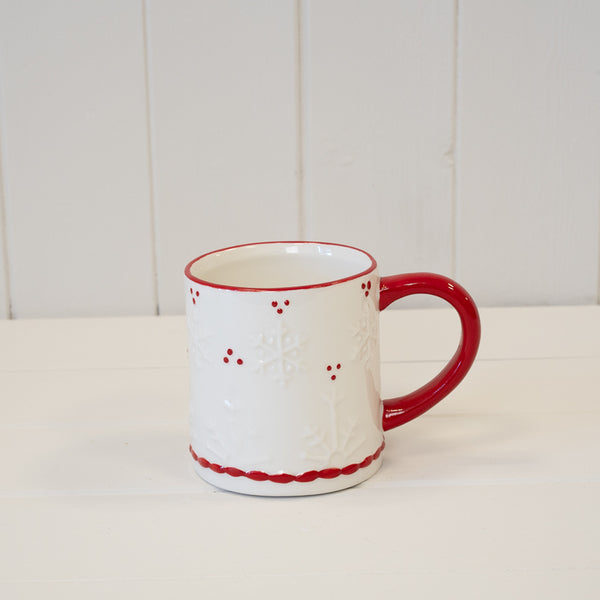 Snowflake Red Detailed Mug