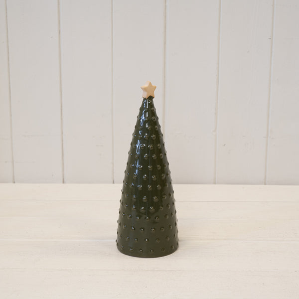Green Dimpled Ceramic Christmas Tree 21cm