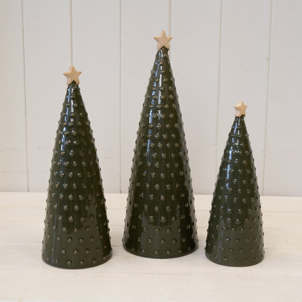 Ceramic Green Pimpled Christmas Tree Large