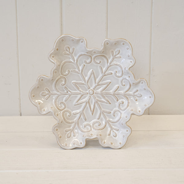 Ceramic Natural Snowflake Plate Medium