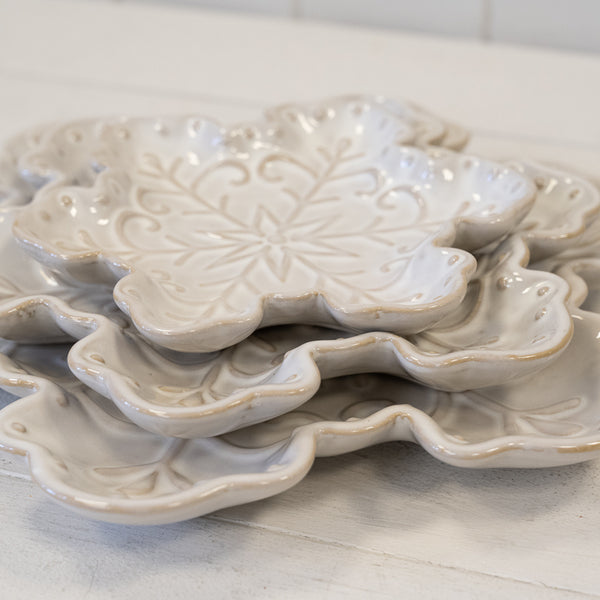 Ceramic Natural Snowflake Plate Medium