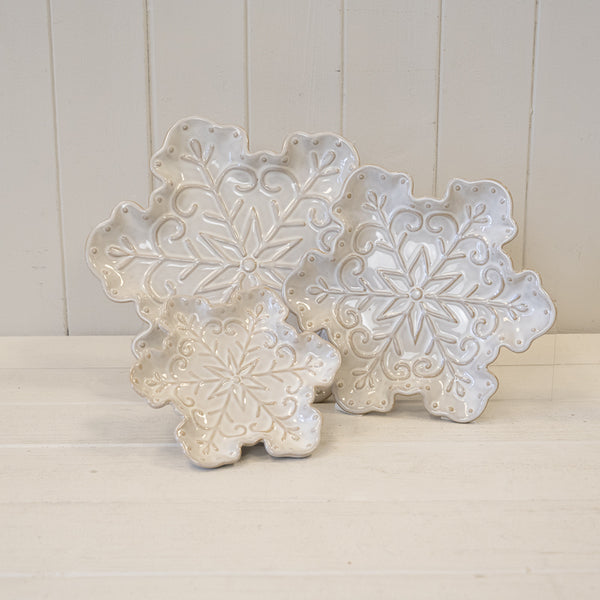 Ceramic Natural Snowflake Plate Medium