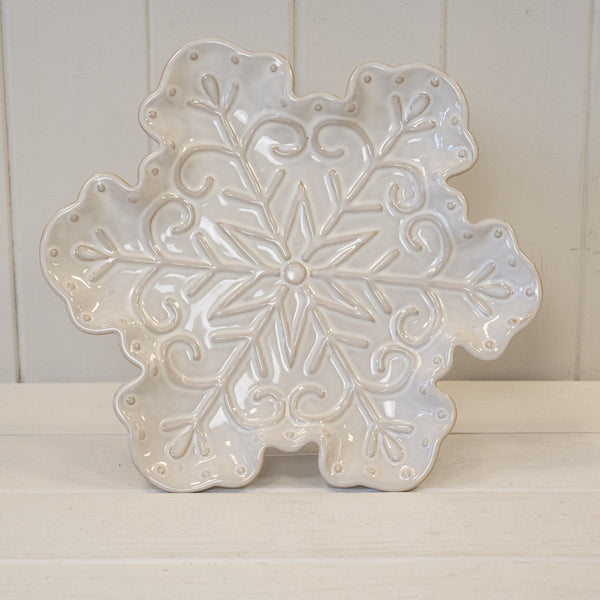 Ceramic NaturalSnowflake Plate Large