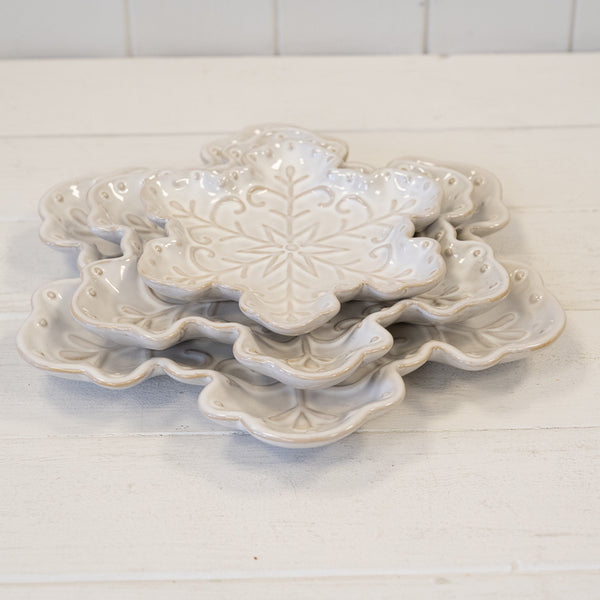 Ceramic NaturalSnowflake Plate Large