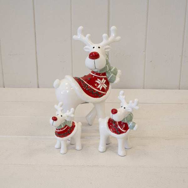 Ceramic Reindeer with Christmas Sweater and Scarf Medium