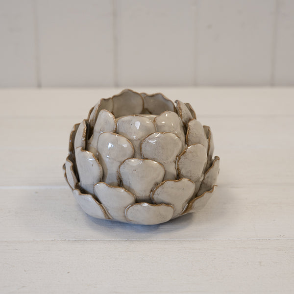 Natural Stoneglazed Artichoke Candle Holder