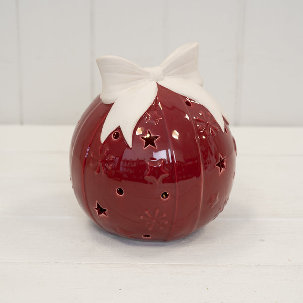 Tradtional Red LED Bauble with Bow