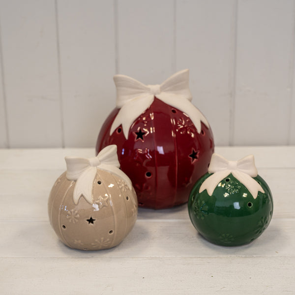 Tradtional Red LED Bauble with Bow