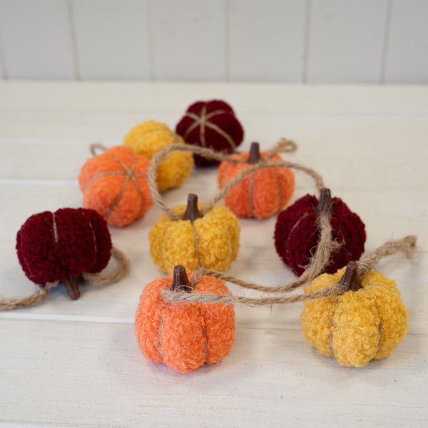 Boucle Pumpkin Garland. Yellow Orange and Brown