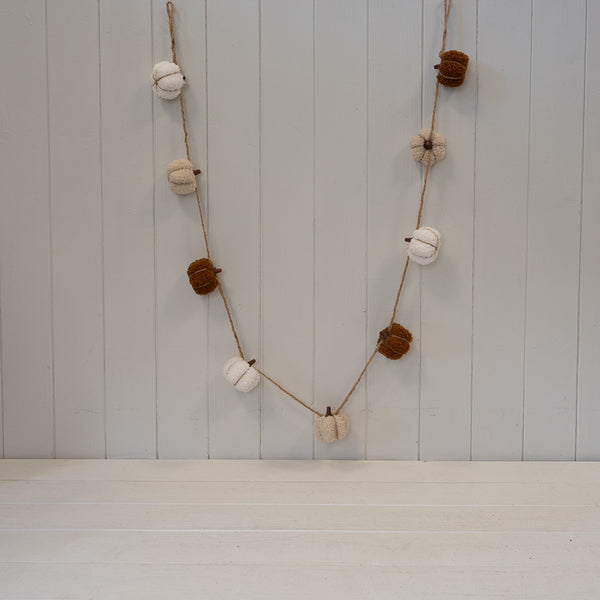 Boucle Pumpkin Garland. White Beige and Brown