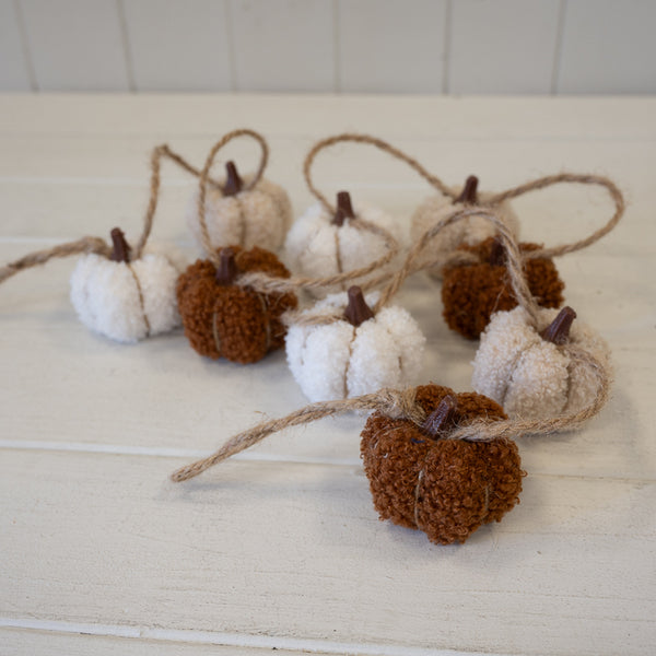 Boucle Pumpkin Garland. White Beige and Brown