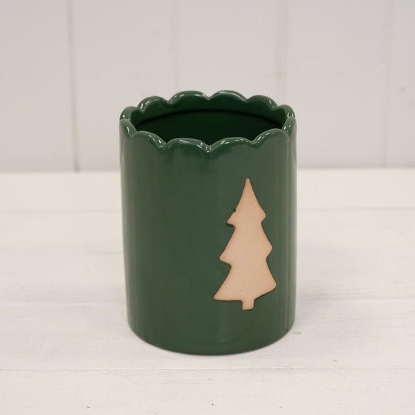 Forest Green Tree Decor Pot