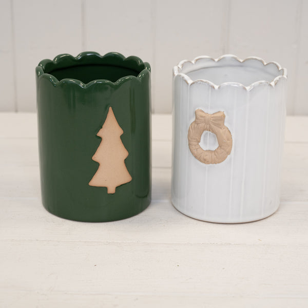 Forest Green Tree Decor Pot