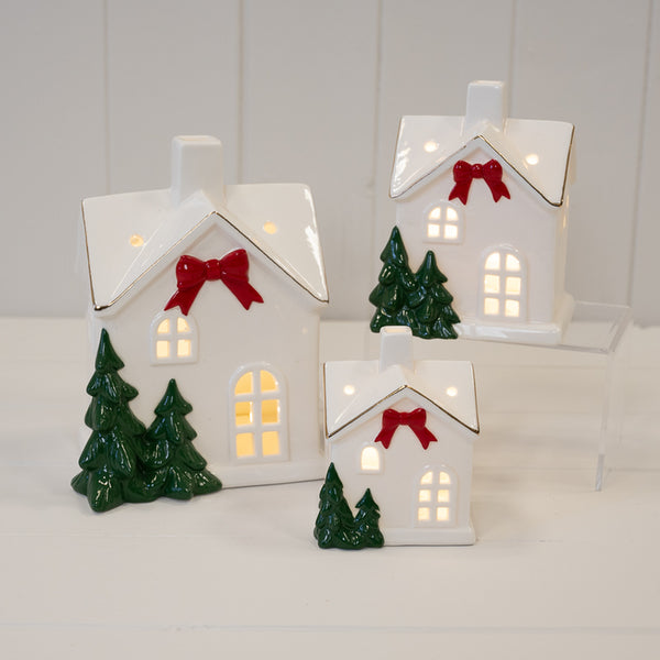 Large Christmas Home with Red Bow